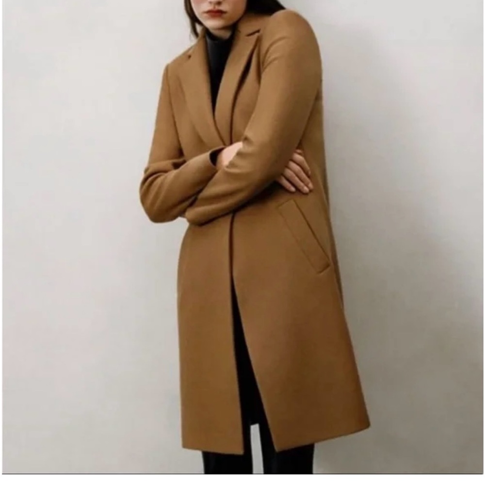 Zara Wool Blend Coat Taupe Brown